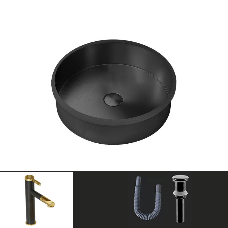 Contemporary Round Wash Stand Ceramic Metal Undermount Bathroom Sink