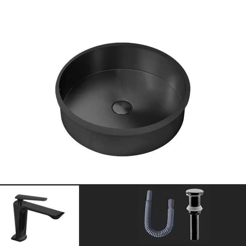 Contemporary Round Wash Stand Ceramic Metal Undermount Bathroom Sink