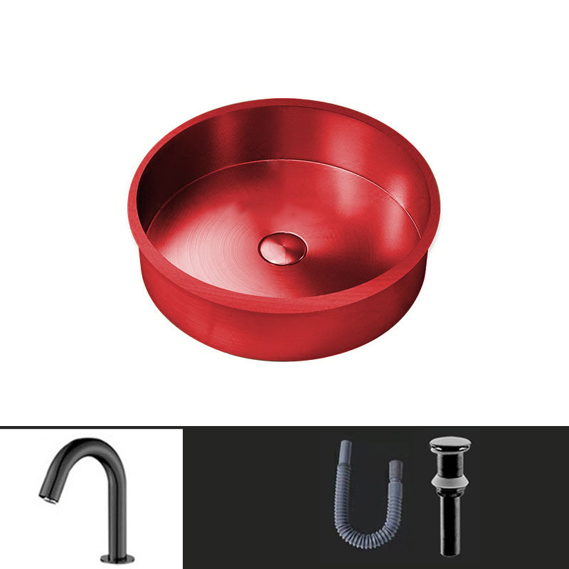 Contemporary Round Wash Stand Ceramic Metal Undermount Bathroom Sink