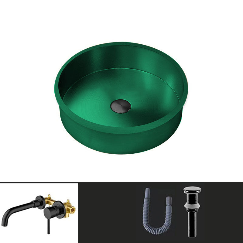 Contemporary Round Wash Stand Ceramic Metal Undermount Bathroom Sink