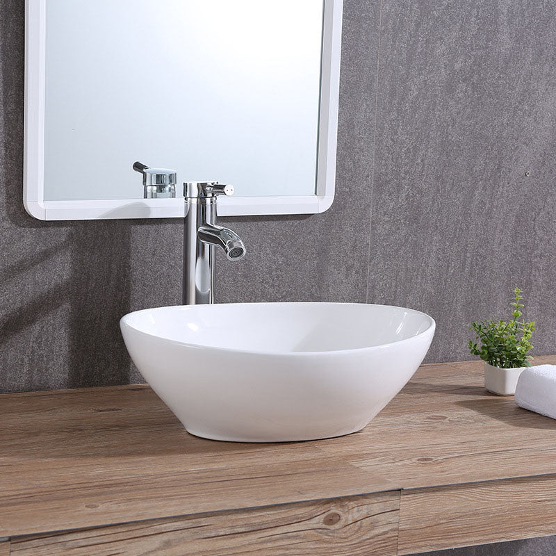 Modern Vessel Bathroom Sink Porcelain Oval Vessel Lavatory Sink(Not Included Faucet)
