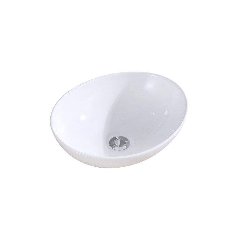 Modern Vessel Bathroom Sink Porcelain Oval Vessel Lavatory Sink(Not Included Faucet)