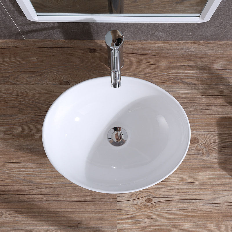Modern Vessel Bathroom Sink Porcelain Oval Vessel Lavatory Sink(Not Included Faucet)