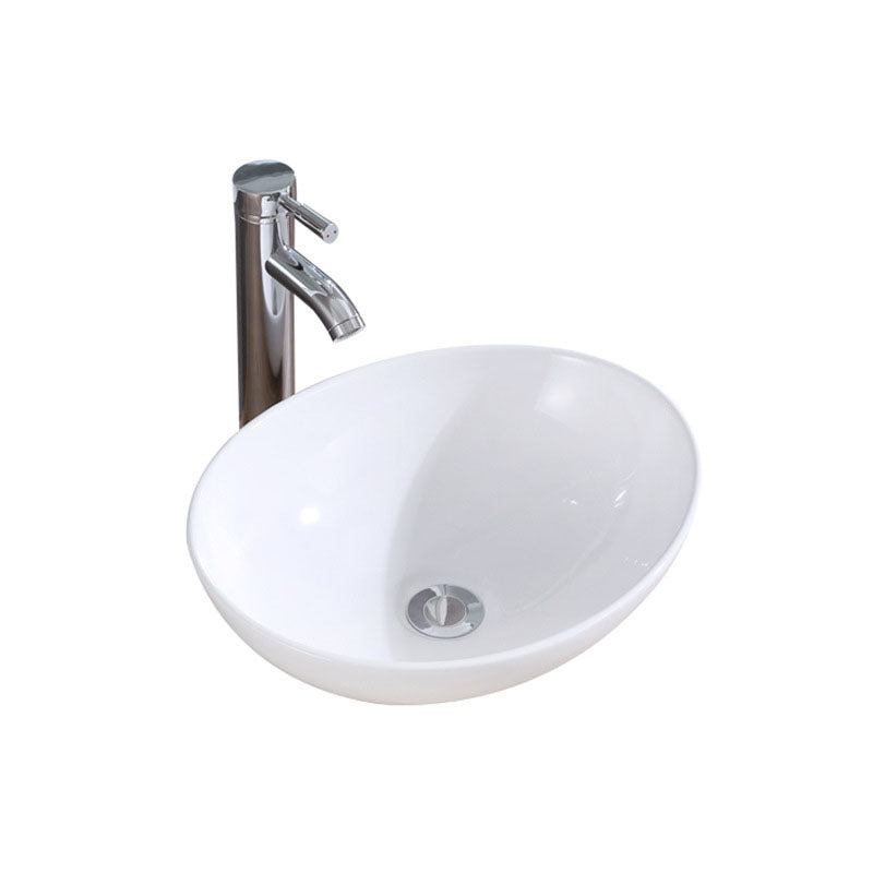 Modern Vessel Bathroom Sink Porcelain Oval Vessel Lavatory Sink(Not Included Faucet)