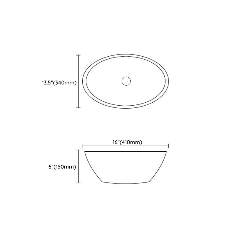 Modern Vessel Bathroom Sink Porcelain Oval Vessel Lavatory Sink(Not Included Faucet)