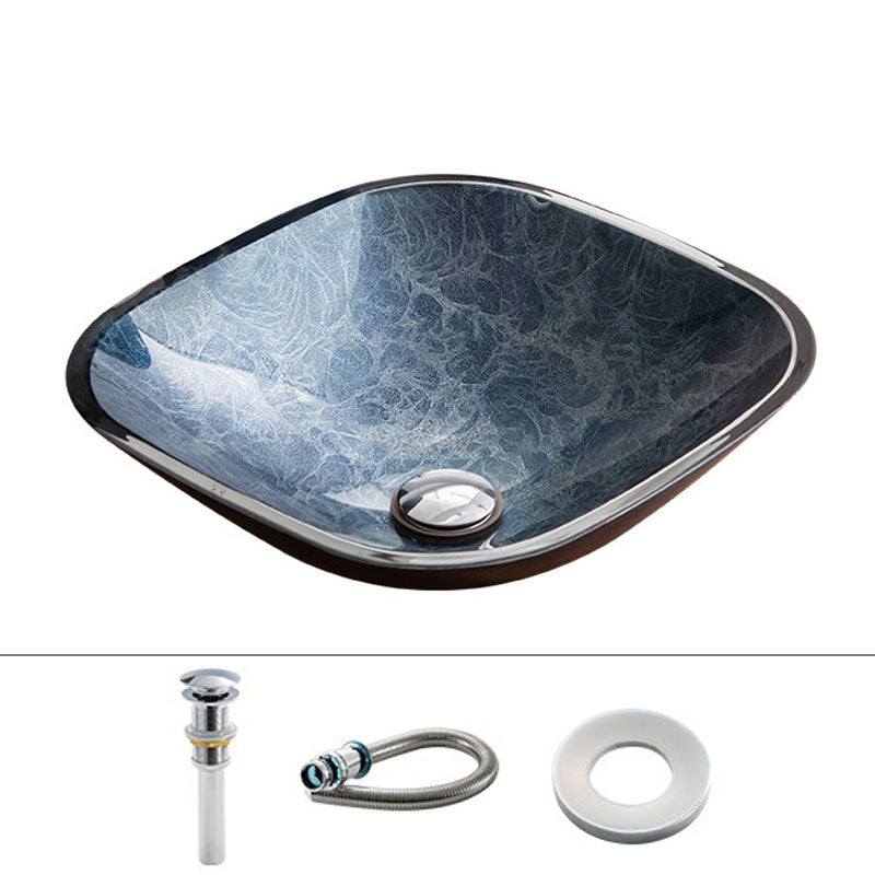 Contemporary Bathroom Sink Tempered Glass Trough Bathroom Sink