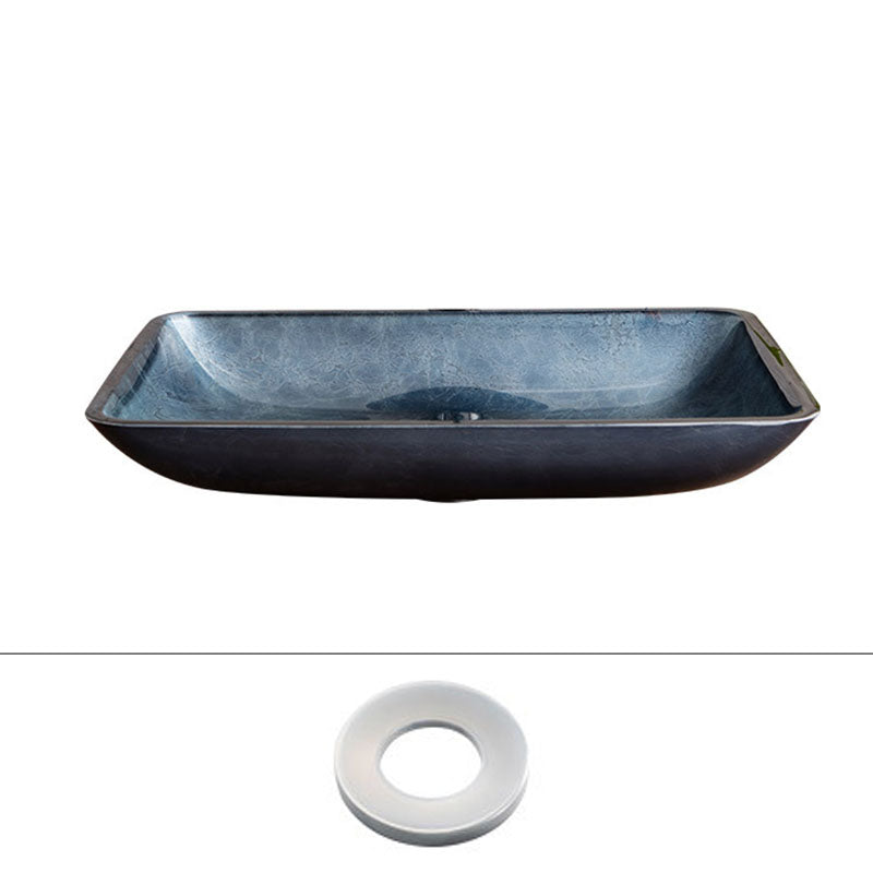 Contemporary Bathroom Sink Tempered Glass Trough Bathroom Sink