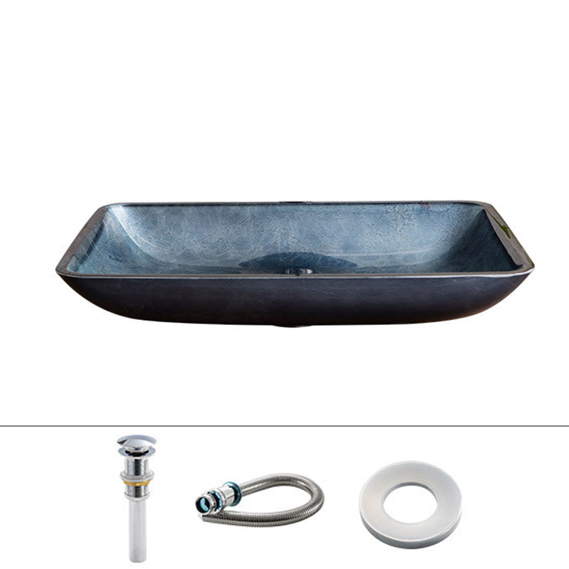 Contemporary Bathroom Sink Tempered Glass Trough Bathroom Sink
