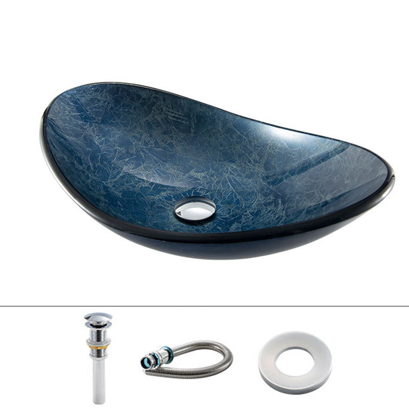 Contemporary Bathroom Sink Tempered Glass Trough Bathroom Sink