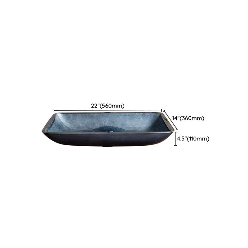 Contemporary Bathroom Sink Tempered Glass Trough Bathroom Sink