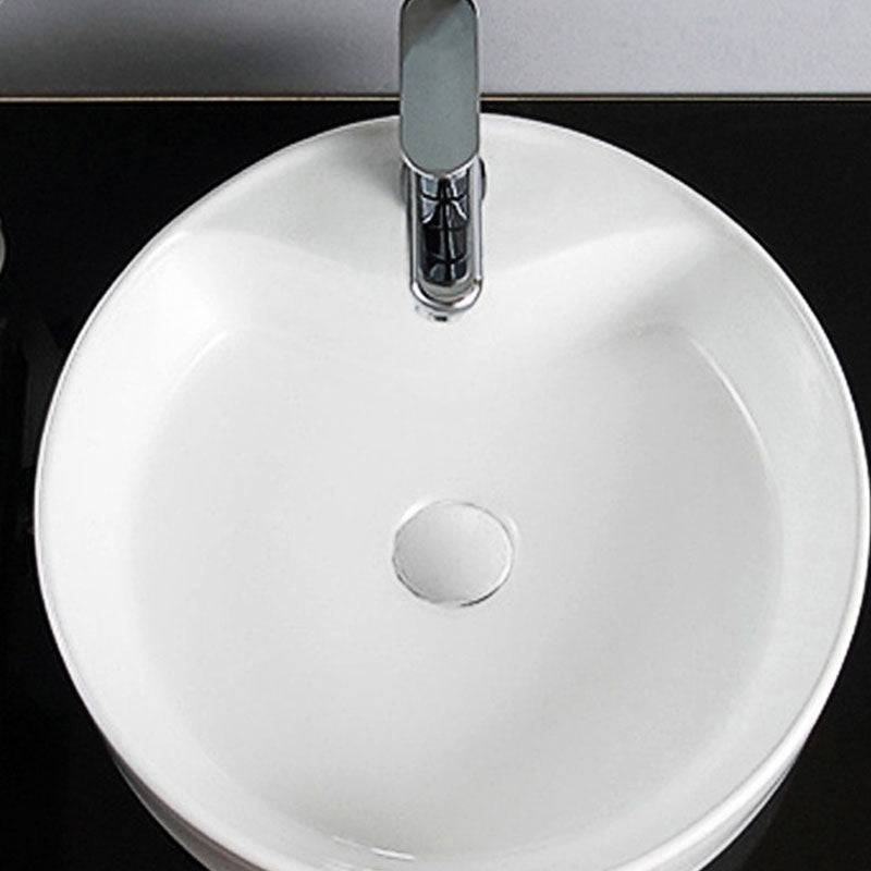 Contemporary Bathroom Sink Porcelain Trough Sink with Round Shape(Not Included Faucets)