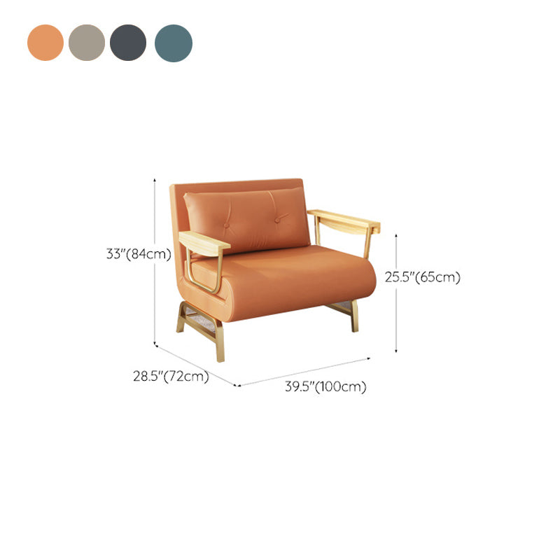 Glam Sofa Bed Bonded Leather Pillow Back Square Arms Sleeper Sofa