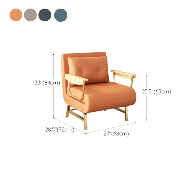 Glam Sofa Bed Bonded Leather Pillow Back Square Arms Sleeper Sofa