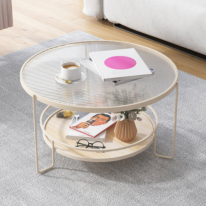 Modern Single Coffee Table Glass Coffee Table with Storage Shelf