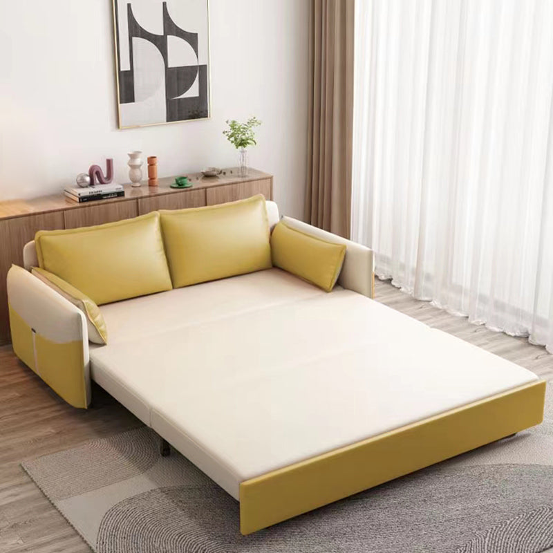 35.43"H Faux Leather Sleeper Sofa Upholstered Pillow Top Arms Sofa Bed