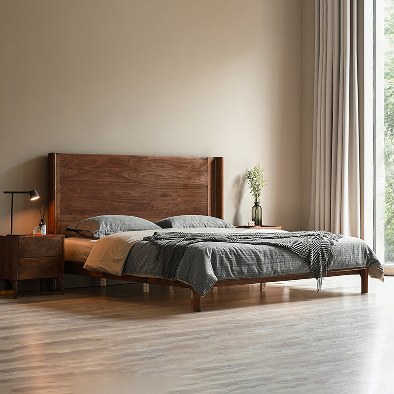 Solid Wood Headboard Standard Bed Mattress Included Bed Frame with Custom Legs