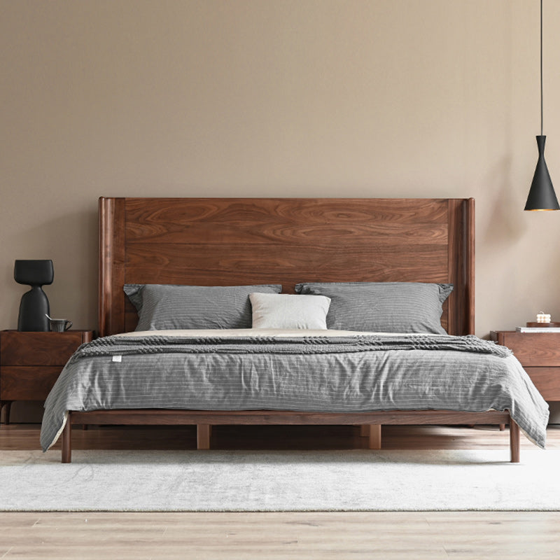 Solid Wood Headboard Standard Bed Mattress Included Bed Frame with Custom Legs
