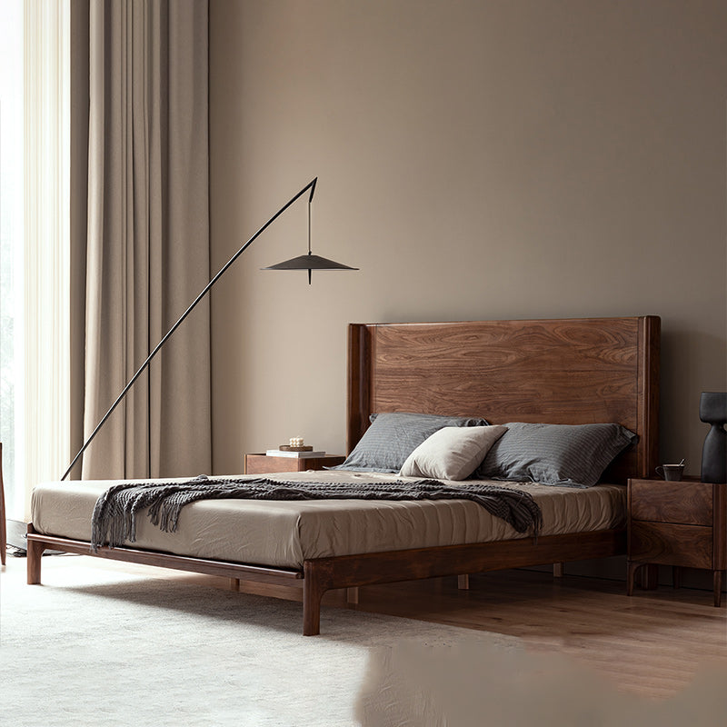 Solid Wood Headboard Standard Bed Mattress Included Bed Frame with Custom Legs