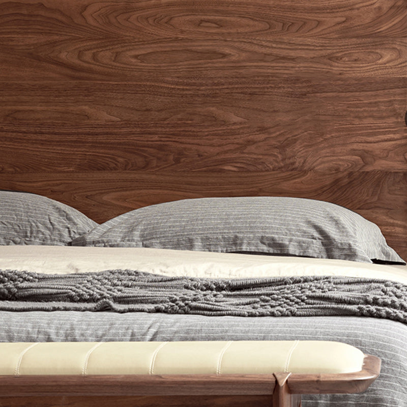 Solid Wood Headboard Standard Bed Mattress Included Bed Frame with Custom Legs