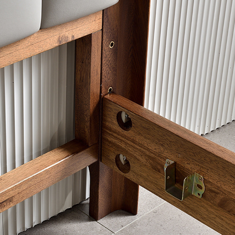 Upholstered Headboard Standard Bed Walnut Bed Frame with Legs