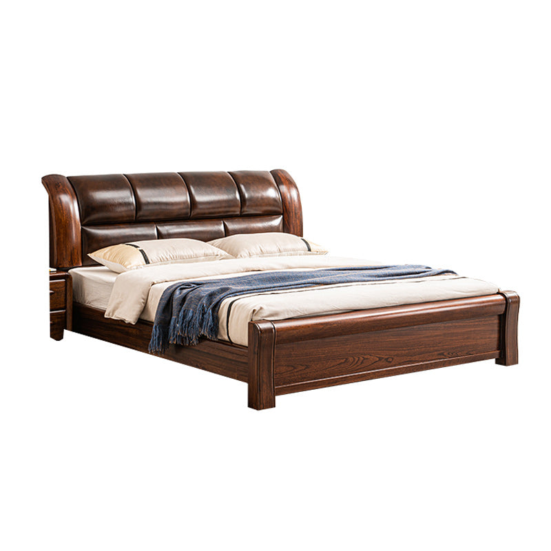 Solid Wood Walnut Standard Bed Lift Up Storage Bed Frame with Headboard and Footboard
