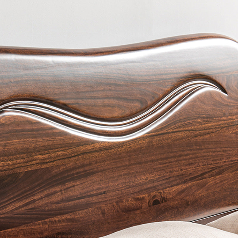 Solid Wood Walnut Standard Bed Lift Up Storage Bed Frame with Footboard