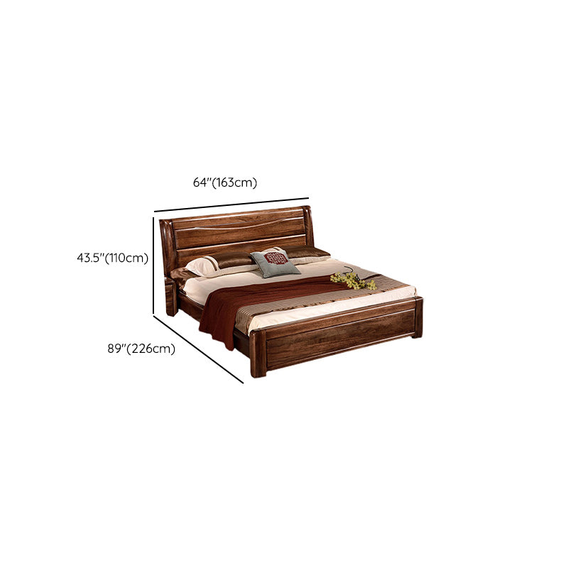 Solid Wood Walnut Standard Bed Lift Up Storage Bed Frame with Headboard