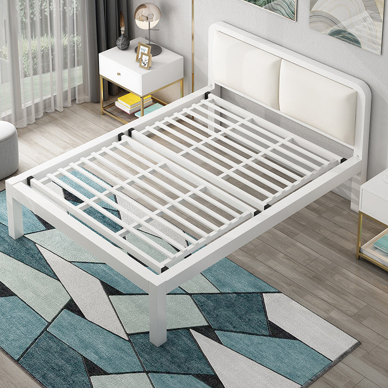 Metal Platform Bed 36.61" High Standard Bed with Upholstered Headboard