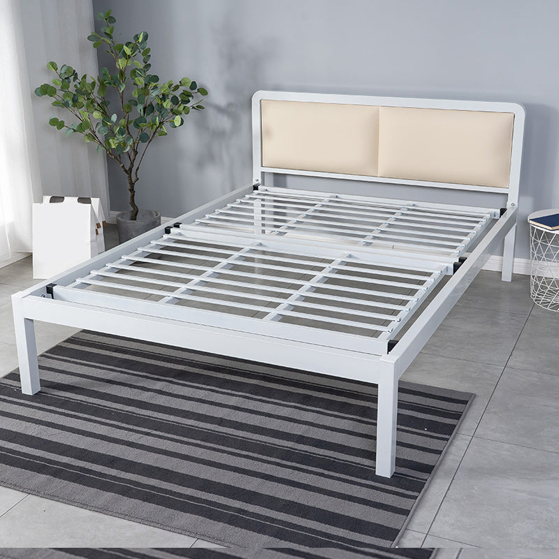 Metal Platform Bed 36.61" High Standard Bed with Upholstered Headboard