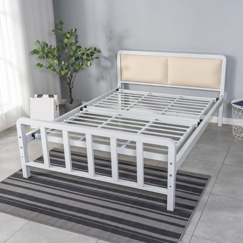 Metal Platform Bed 36.61" High Standard Bed with Upholstered Headboard