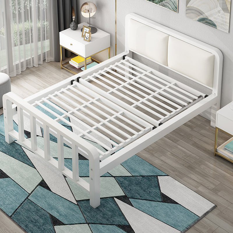 Metal Platform Bed 36.61" High Standard Bed with Upholstered Headboard