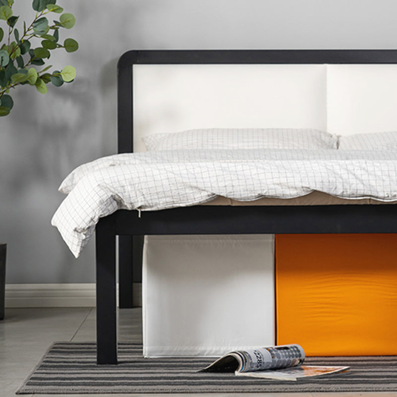Metal Platform Bed 36.61" High Standard Bed with Upholstered Headboard