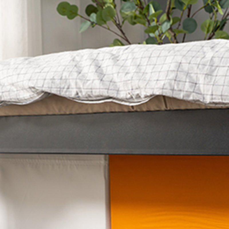 Metal Platform Bed 36.61" High Standard Bed with Upholstered Headboard