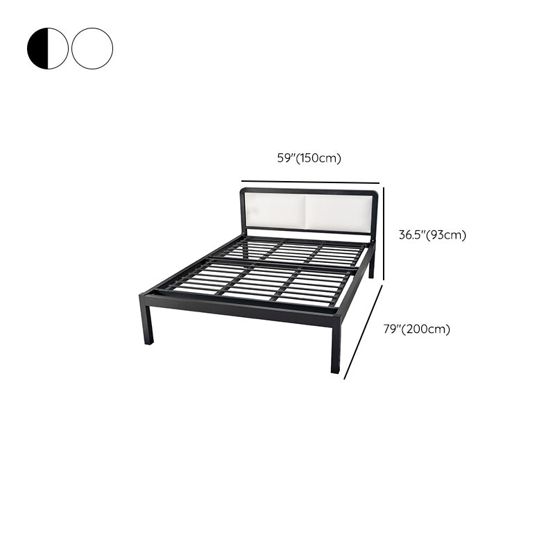 Metal Platform Bed 36.61" High Standard Bed with Upholstered Headboard
