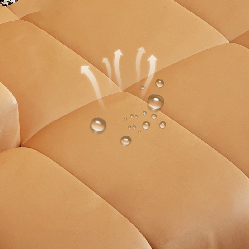 Modern Leather and Fabric Sectional Square Arm Sectional with Pillows