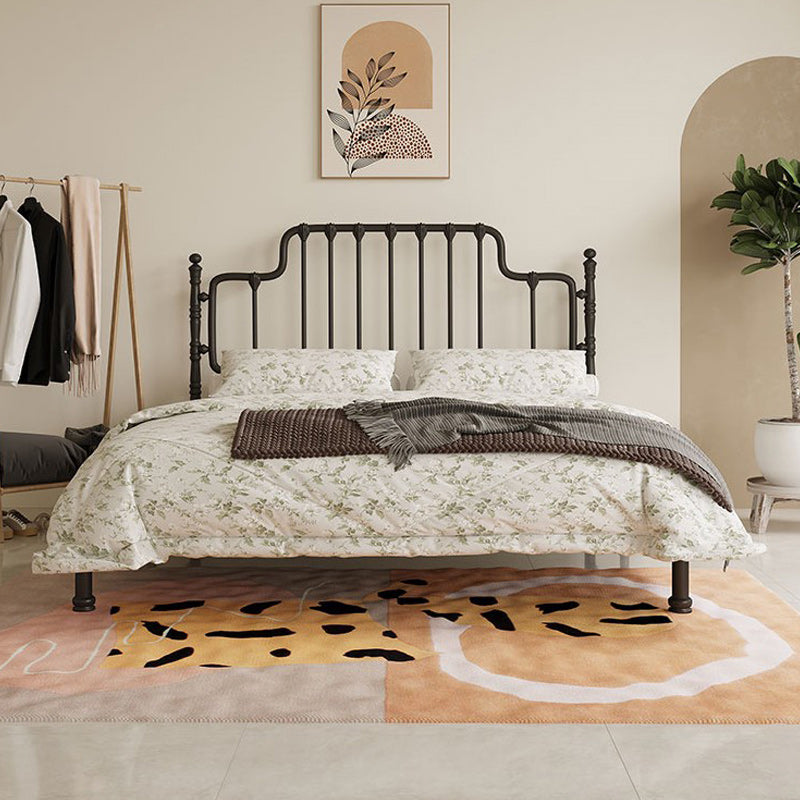 Black/White Open-Frame Bed 50" High Metal Bed with Headboard