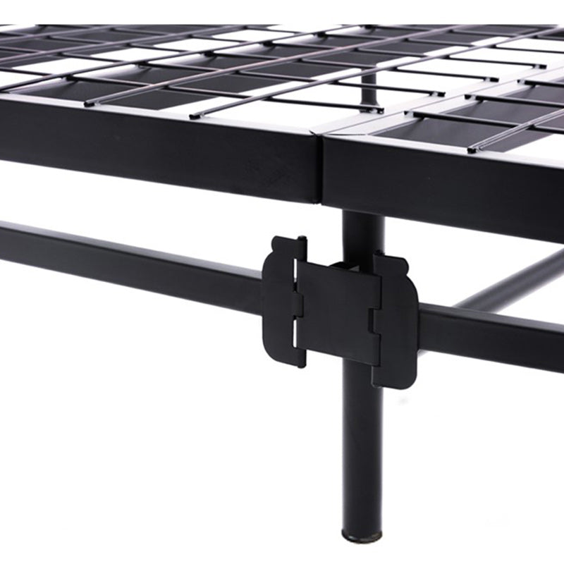 Black/White Open-Frame Bed 50" High Metal Bed with Headboard