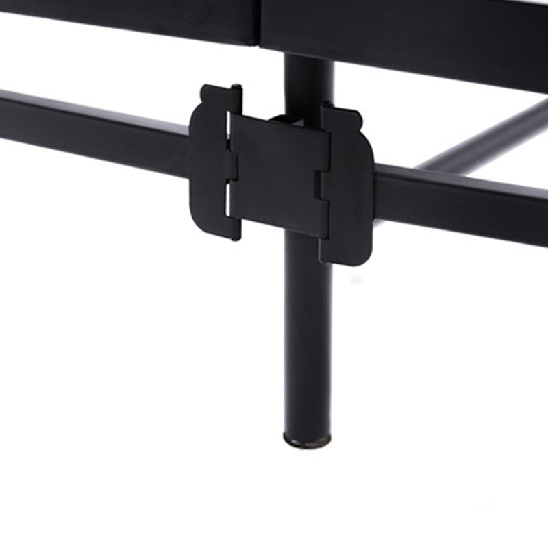 Black/White Open-Frame Bed 50" High Metal Bed with Headboard