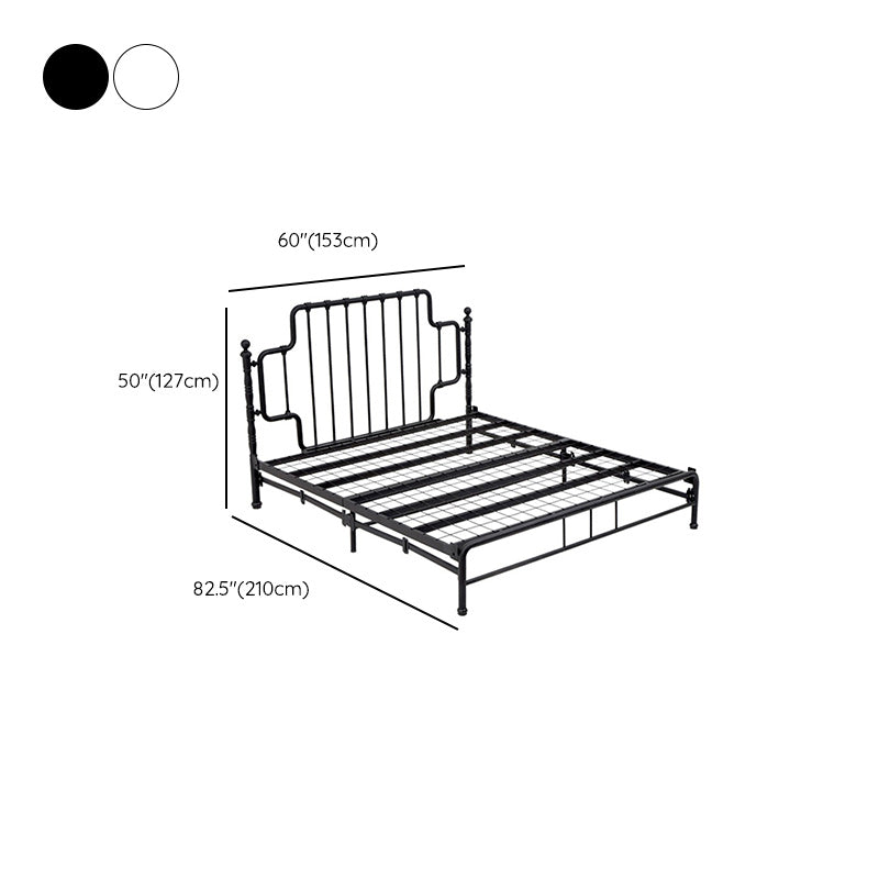 Black/White Open-Frame Bed 50" High Metal Bed with Headboard