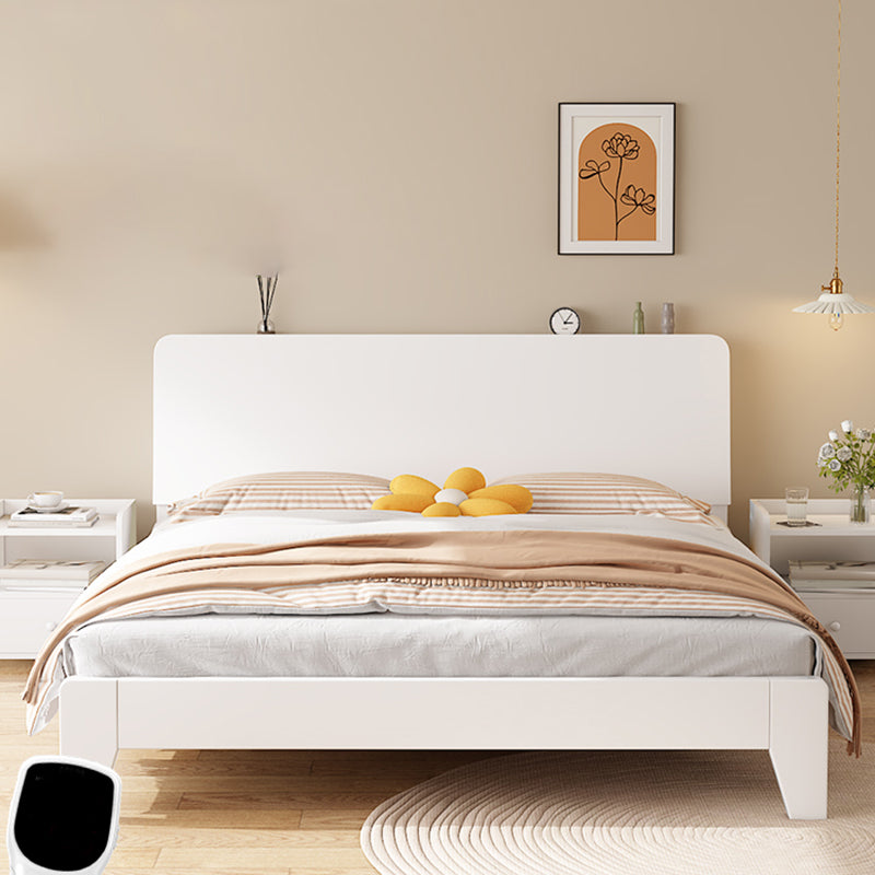 Solid Wood Standard Bed Modern White Bed Frame with Headboard