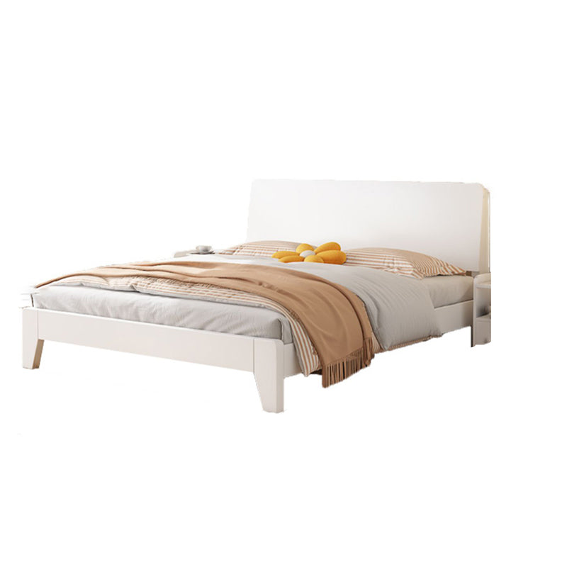 Solid Wood Standard Bed Modern White Bed Frame with Headboard