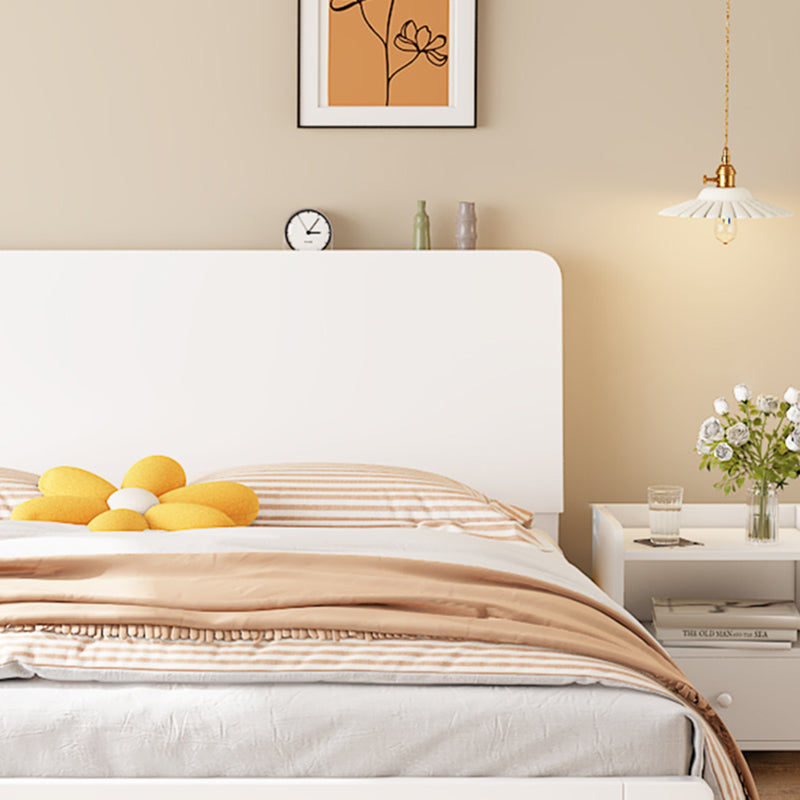 Solid Wood Standard Bed Modern White Bed Frame with Headboard