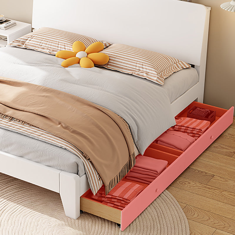 Solid Wood Standard Bed Modern White Bed Frame with Headboard