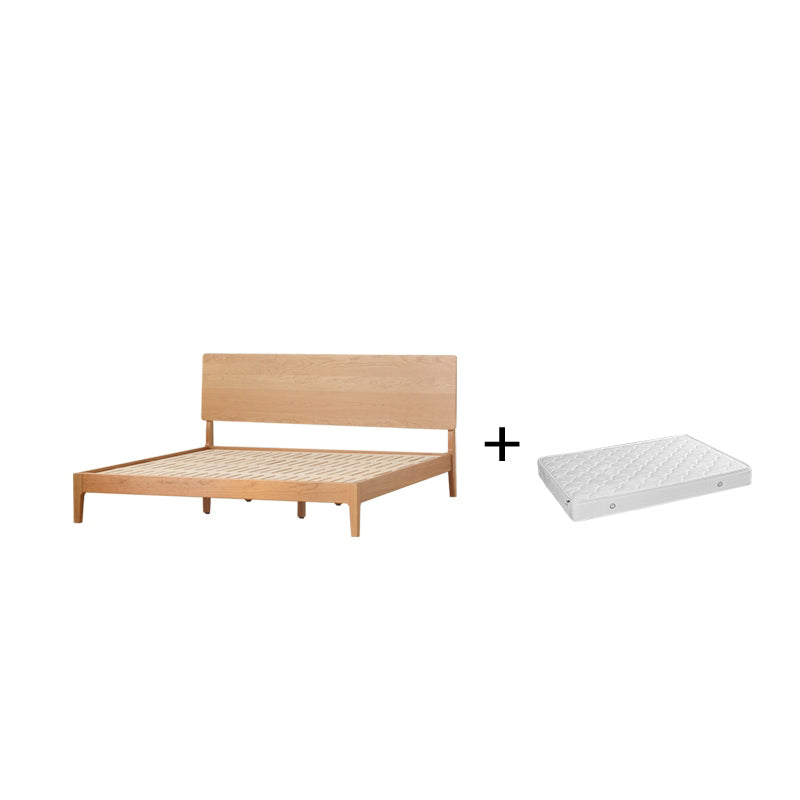 Modern Standard Bed Solid Wood Bed Frame with Headboard and Mattress