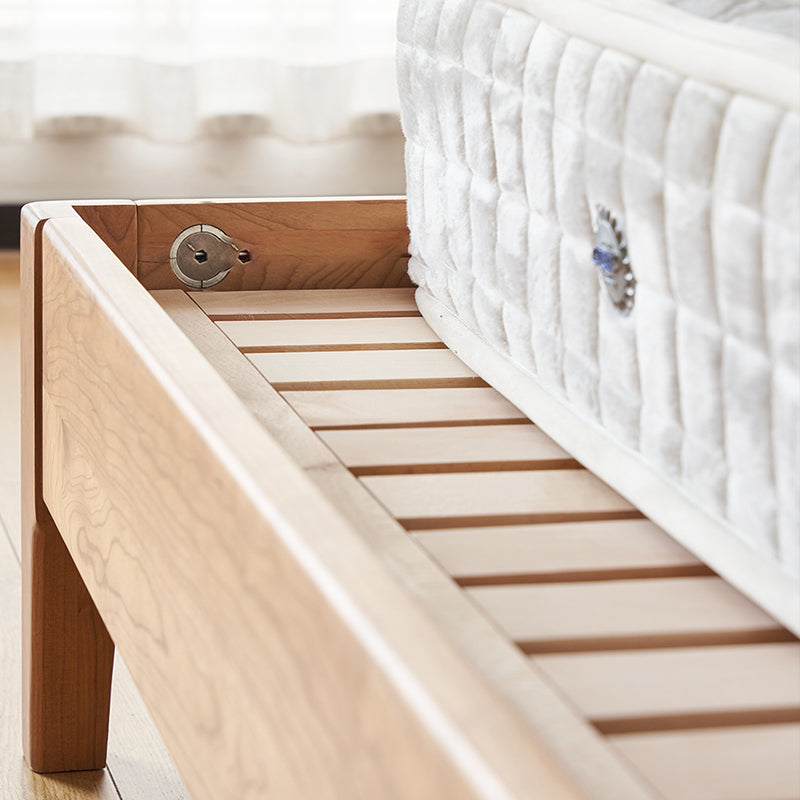 Modern Standard Bed Solid Wood Bed Frame with Headboard and Mattress