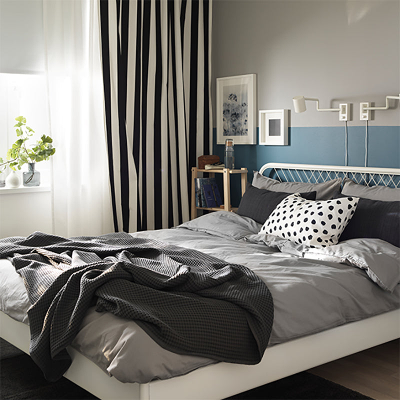 White Metal Panel Bed Glam Standard Bed with Open-Frame Headboard