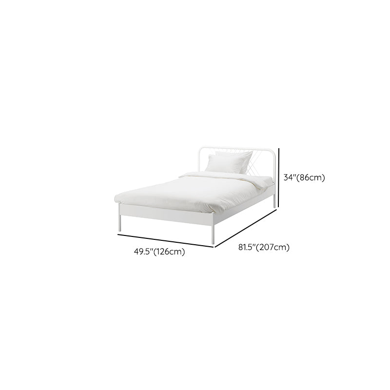 White Metal Panel Bed Glam Standard Bed with Open-Frame Headboard
