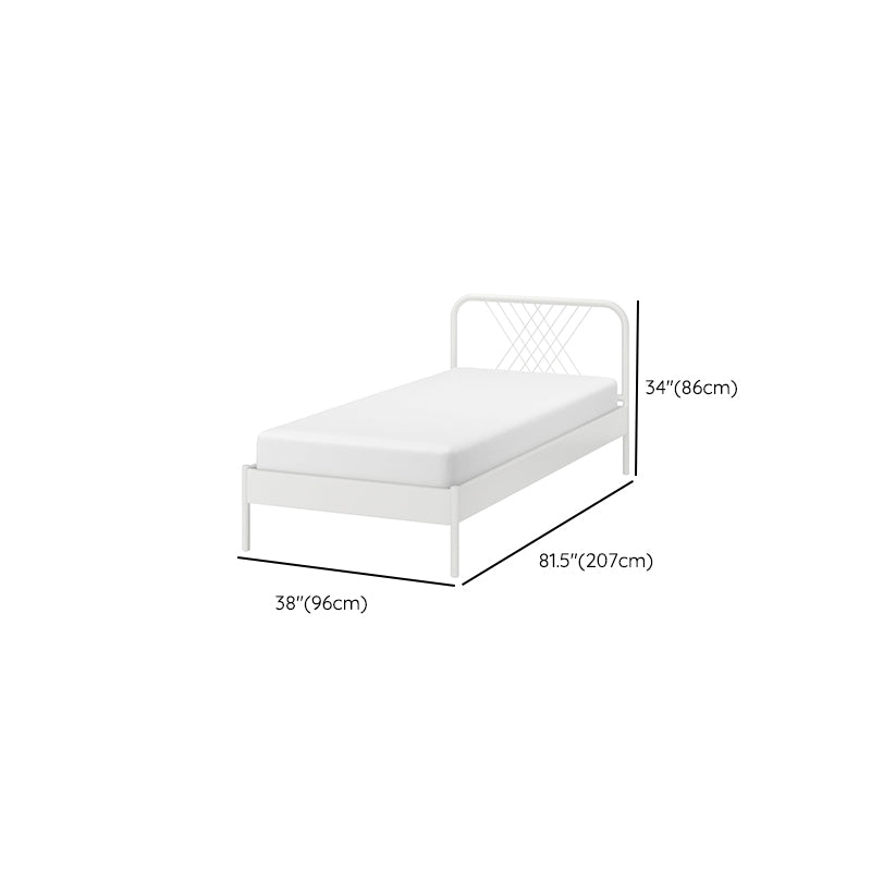 White Metal Panel Bed Glam Standard Bed with Open-Frame Headboard