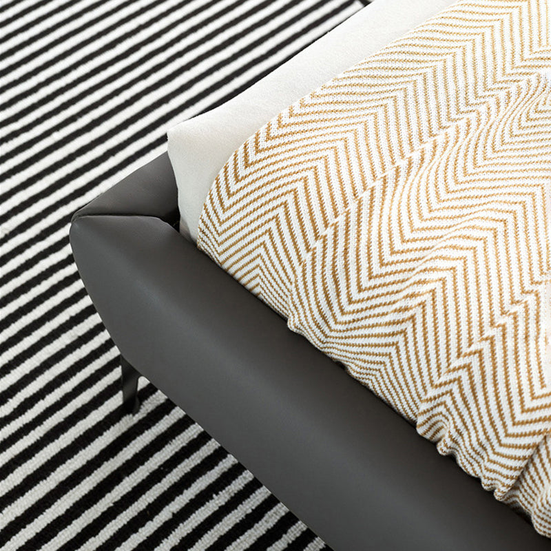 Solid Wood Panel Bed with Upholstered Headboard Gray Standard Bed