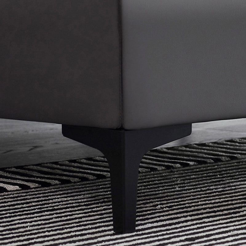 Solid Wood Panel Bed with Upholstered Headboard Gray Standard Bed